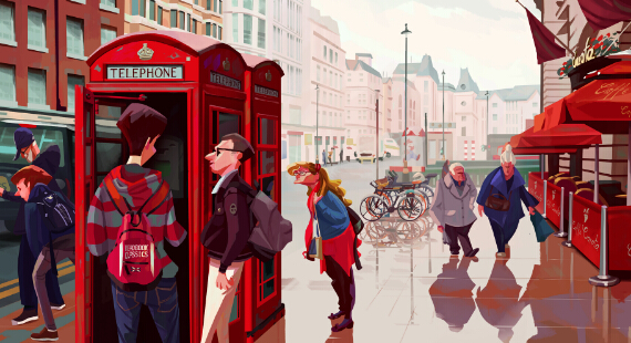 英国插画师Slawek Fedorczuk伦敦街景插画欣赏